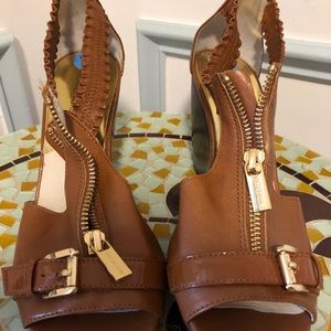 Michael Kors gold and brown wedge sandal